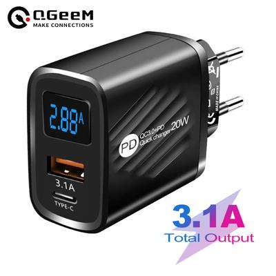 USB PD Ladegerät 20W Schnelle Lade Typ C Digital Display Telefon Lade Adapter Für iPhone Samsung Xiaomi Huawei USB C Wand Ladegerät