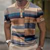 Fashionable and Minimalist Color Blocking Pattern 3D Digital Printing Men's Casual Polo Shirt