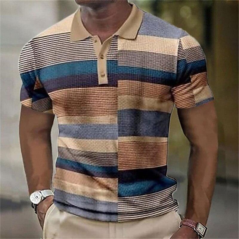 

Модная и минималистичная рубашка-поло для мужчин с 3D цифровой печатью и узором в стиле колор-блок S