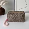 Large Capacity Plush Cosmetic Bag Leopard Print Pattern Travel Cosmetic Case  Cosmetics Storage