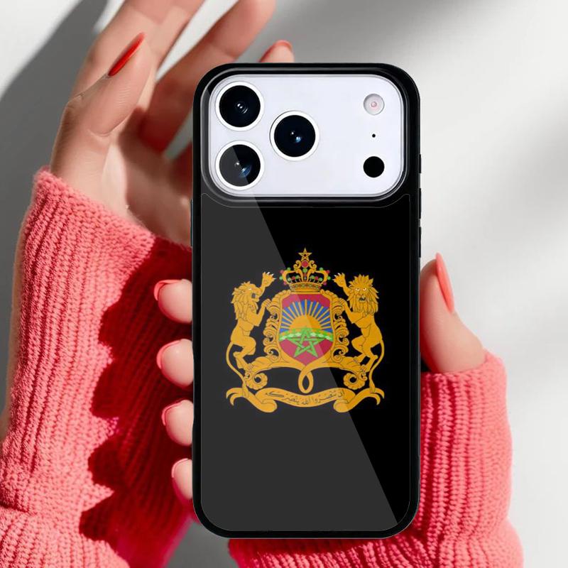 Morocco Flag Coat Of Arms Symbol Phone Case for iPhone 17 Air 16e 15 14 13 Pro Max Back Cover for 12 11 Pro Coque
