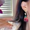 Elegant Wine Red Rose Seashell Earrings