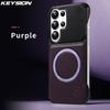 KEYSION Luxury Magnetic PU Leather Aromatherapy Phone Case for Samsung Galaxy S24 S25 Ultra Wireless Charging Borderless Cover