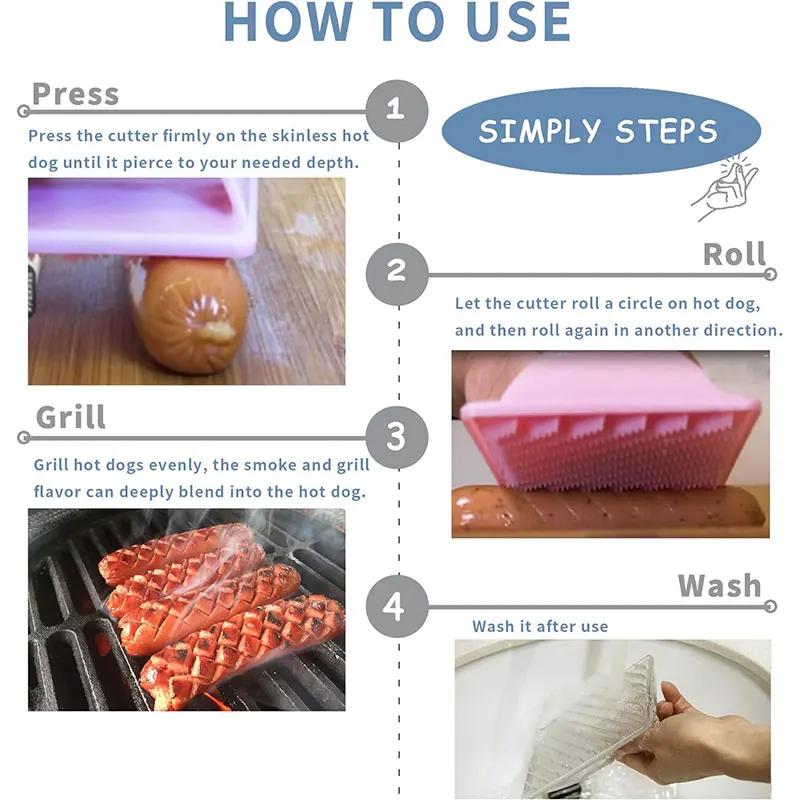 1Pc Hot Dog Slicing Hot Dogs Cutter Tools Barbecue Sausage Plastic Slicers for BBQ Outdoor Camping Grill Kitchen Gadget