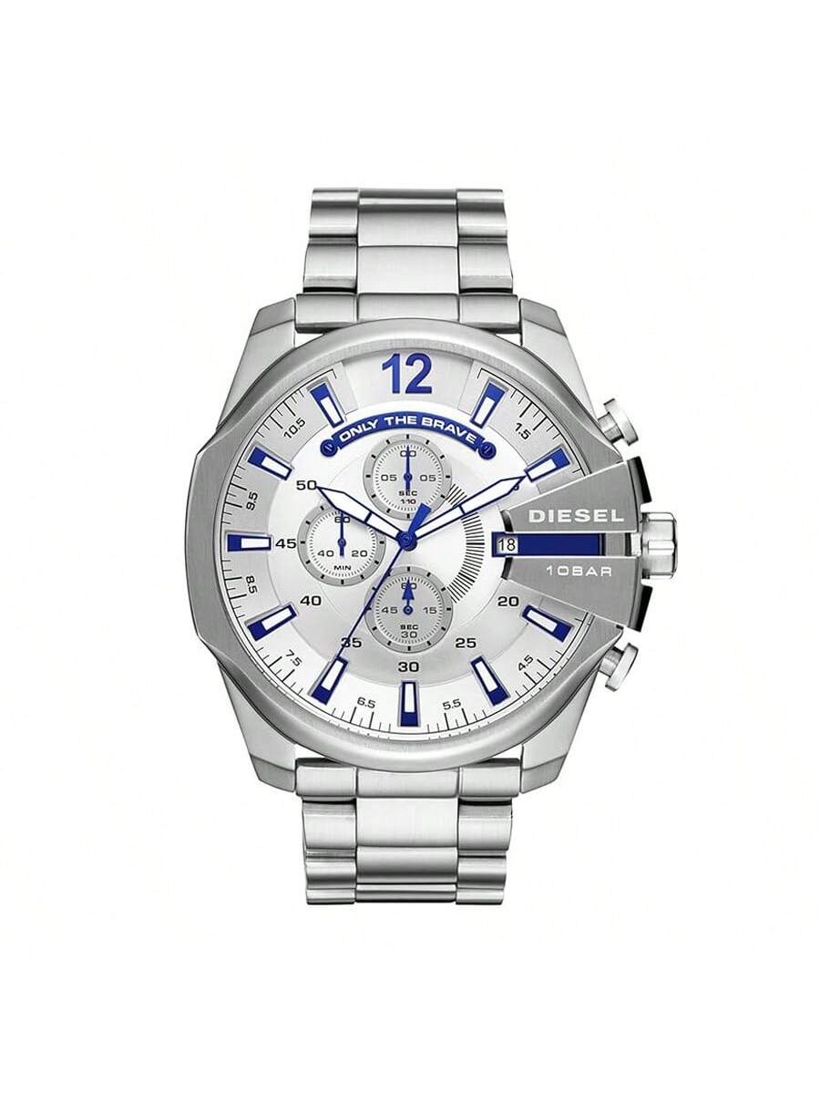 

Мужские кварцевые часы-хронограф Diesel, циферблат 51 мм, браслет из нержавеющей стали, подходят для формальных мероприятий DZ4477 серебряный/белый