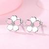 PRIVIE Cherry Blossom 925 Korean Metal Refined Daily Use Women's Earrings, Flower, Pink, Silver, Cute, Stylish, Popular, Fashion, Hypoallergenic,