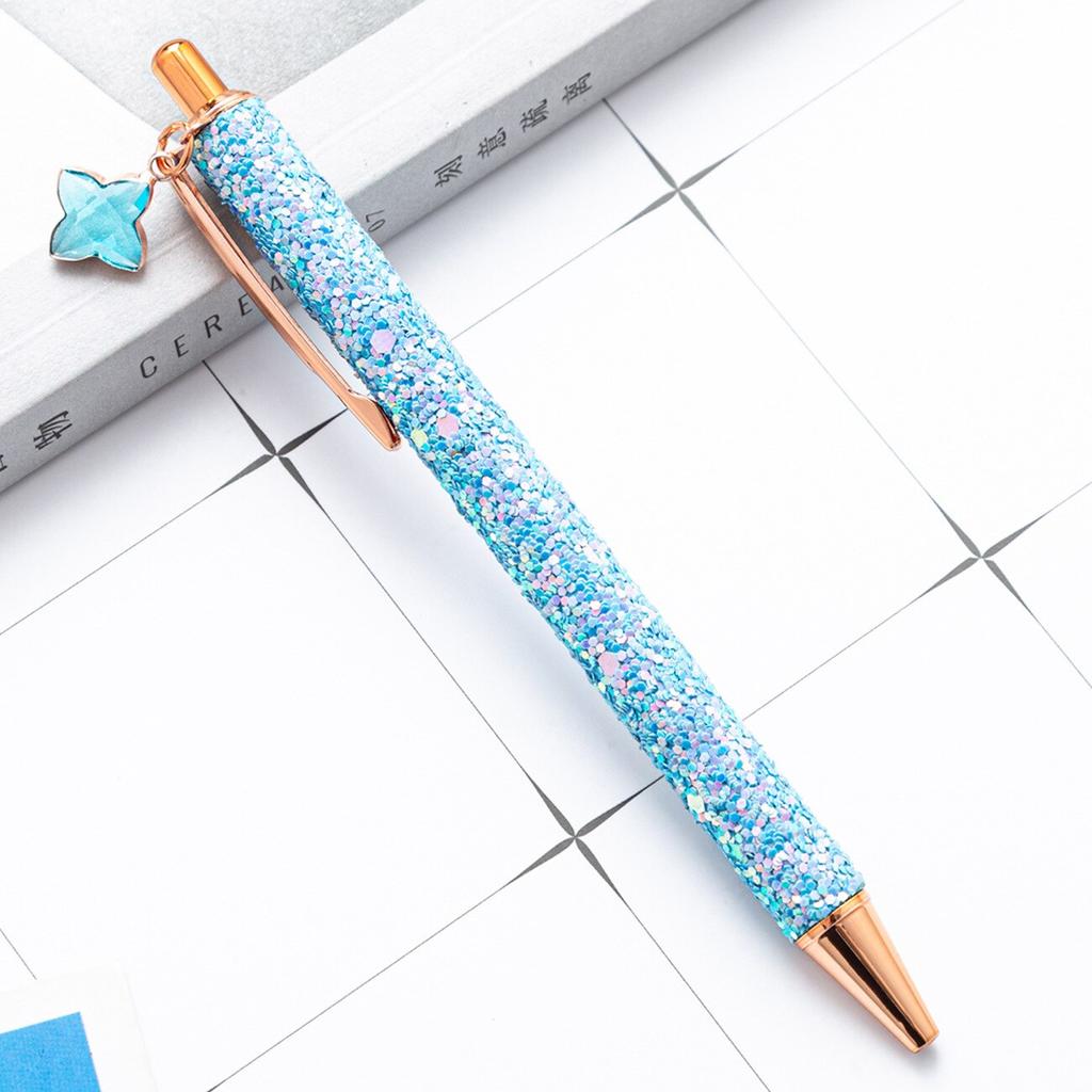1Pcs 1.0 Mm Crystal Rainbow Pendant Ball Pen Luxury Metal Rod Ballpoint Pen Stationery Ballpen Office School Supplies