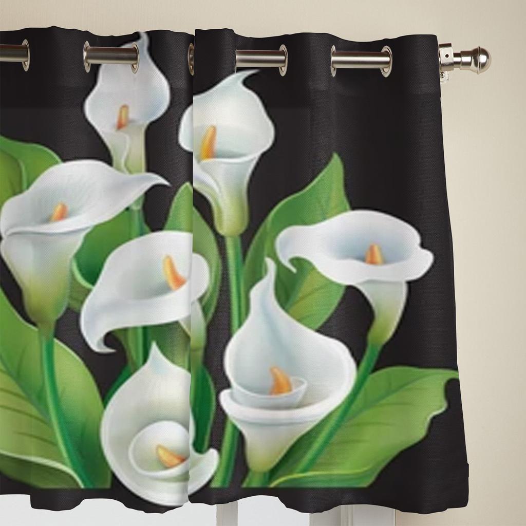 Bukett med liljer på svart bakgrunn Gardiner til stue Luksuriøs soveromsdekor Gardiner kjøkkengardiner