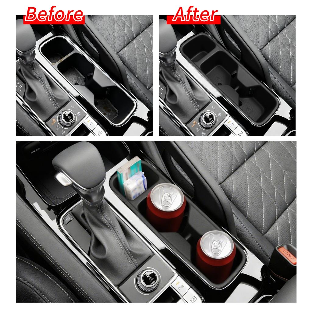 For Kia Telluride US Version 2020-2025 2025 Center Water Cup Holder Shock-Absorbing Storage Box TPE Car Interior Accessories