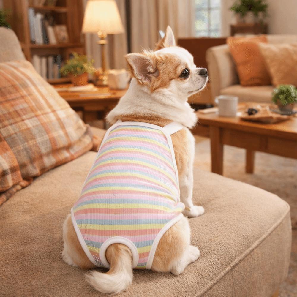 Adjustable Straps Female Dog Underwear Stripe Pet Safety Trousers Dog Underwear  Pet Heat Cycle