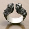Adjustable Sterling Vintage Double-Faced Eye Carved Ring Men Women Geometric Asymmetrical Gothic Style