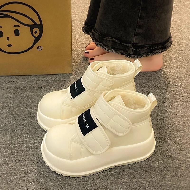 Snow boots women's winter new velvet thick-soled warm cotton shoes Velcro bread shoes