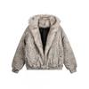 Vintage Thick Padded Winter Parka Men Women Leopard Print Hooded Coat With Fur Collar Loose Fit Casual Couple Outfit