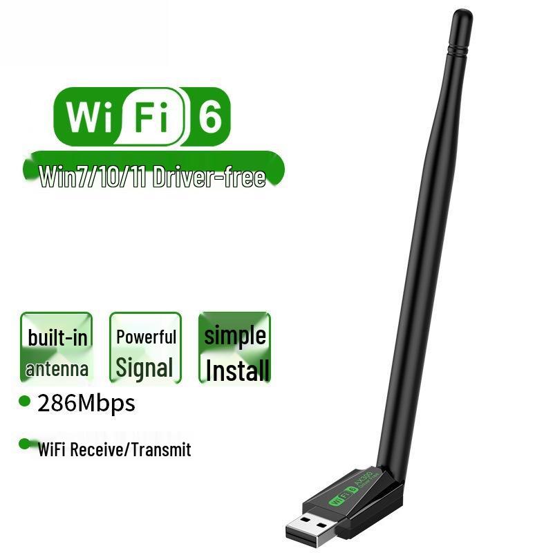 WiFi6 USB Network Card AX300: 286Mbps Wireless Receiver & Transmitter, Driver-Free for Computers