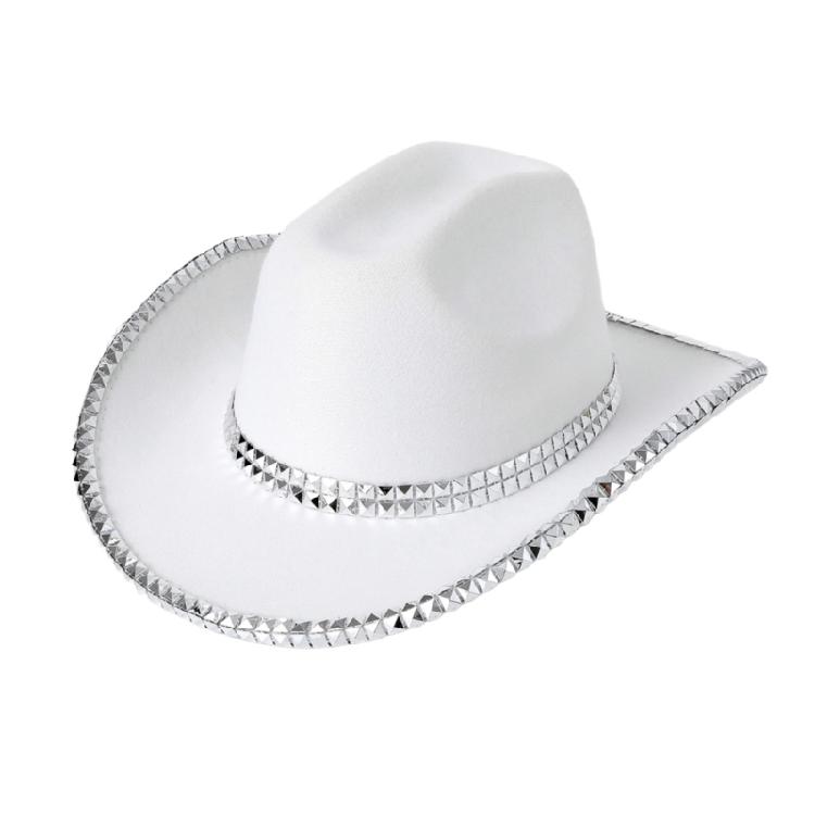 Hand Beading Rivets Studded Hat Cowboy Hat for Carnivals Music Festival