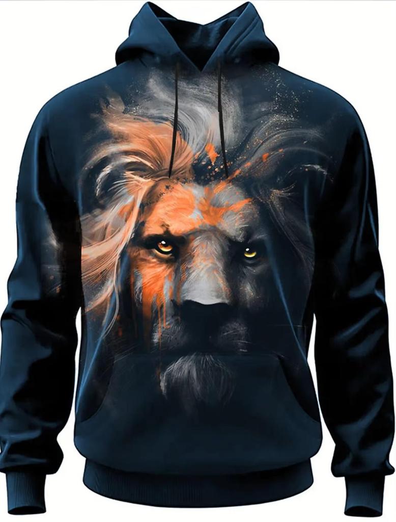 2025 Trendy 3D Animal Print Casual Hoodie - European & American Street Style