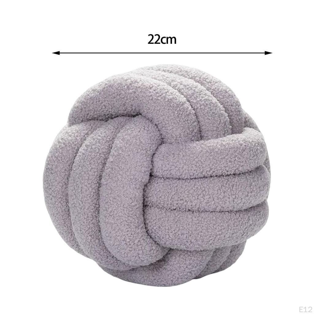 Plush Knot Ball Pillow Diameter 22cm Room Decoration for sofa Couch Brown
