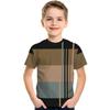 Boys' Summer Casual Round Neck T-shirt, Slightly Elastic, Suitable for Children's Regular Style, Random Print Design