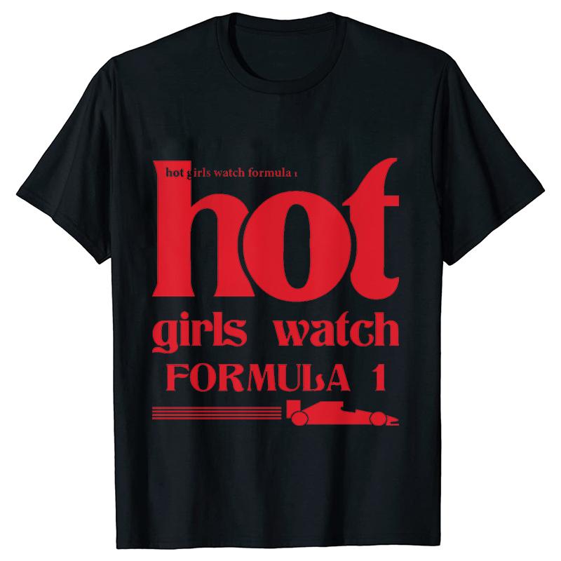 Hot Girls Watch Formula Racing Car Pattern T-shirts Women Clothing Fashion Casual Graphic Tops Trend Harajuku Short Sleeve Tees