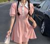 Fashion Korean Version Waist Design Polo Collar Short-sleeved Long Dress Women's Summer Thin Niche Versatile Dress