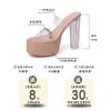 Rhinestone Word with Waterproof Table Transparent Sandals Women's Summer Wear 2025 Summer New Crystal Thick Heel Super High Heels