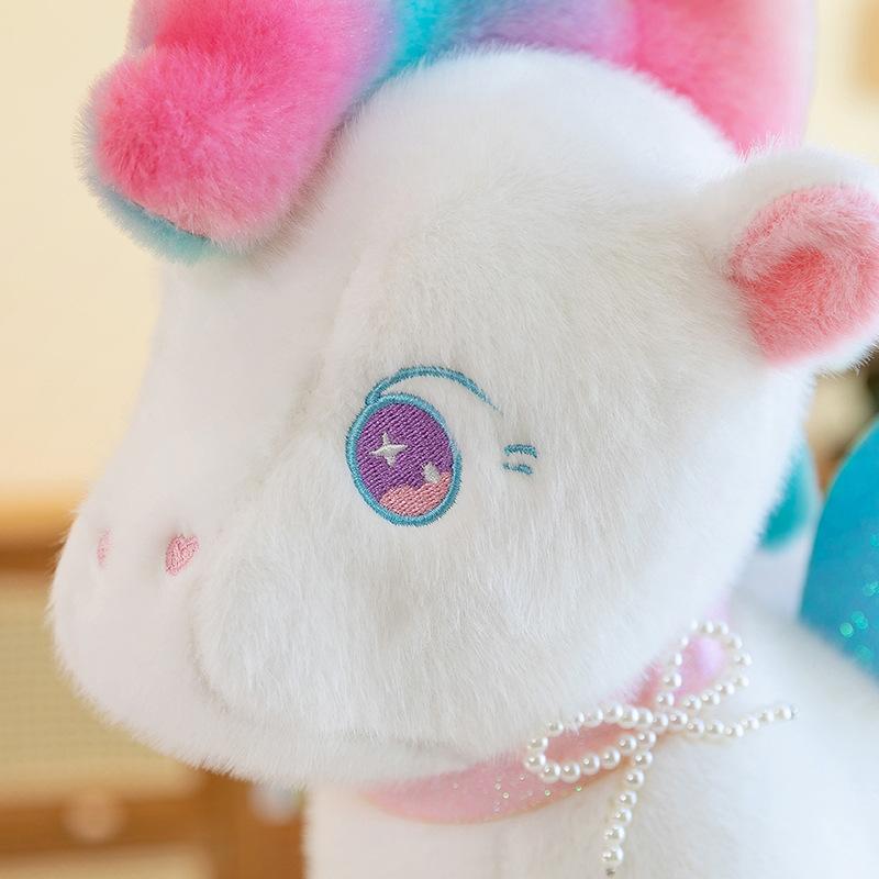 Colorful Unicorn Plush Toys Rainbow Pony Girl on Bed Pillow Children's Rag Doll Doll