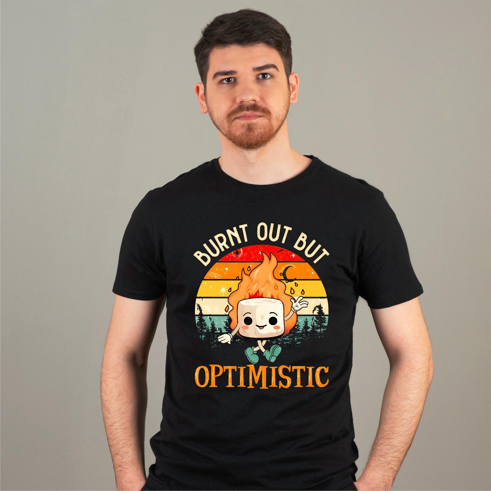 Marshmallow Burnt Out But Optimistic Funny Graphic Retro Fire Character T-Shirt XXXXL