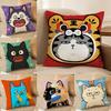 Surprised Cat Funny Party Pattern Pillow Case Double-Sided Plush Sofa Cushion Covers Organic Breathable Invisible Zipper