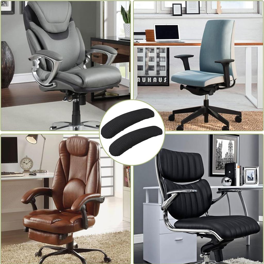 1 Pair Office Chair-Arm Cover Dustproof Stretchable Stain Resistant Spandex Stretch Computer Chair Arm Slipcover