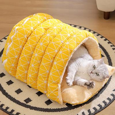 Kitten Bed Cave Warm Comfortable Washable House Two-way Open Semi-Enclosed Dome Design Cat House Bed For Puppy Kitten Small Pet