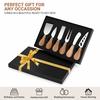 6-piece Cheese Knife Set, Stainless Steel Cheese Cutlery with Cheese Slicer and Cheese Cutter Wood Handle. Includes Cheese Knife, Cheese Fork, and Che