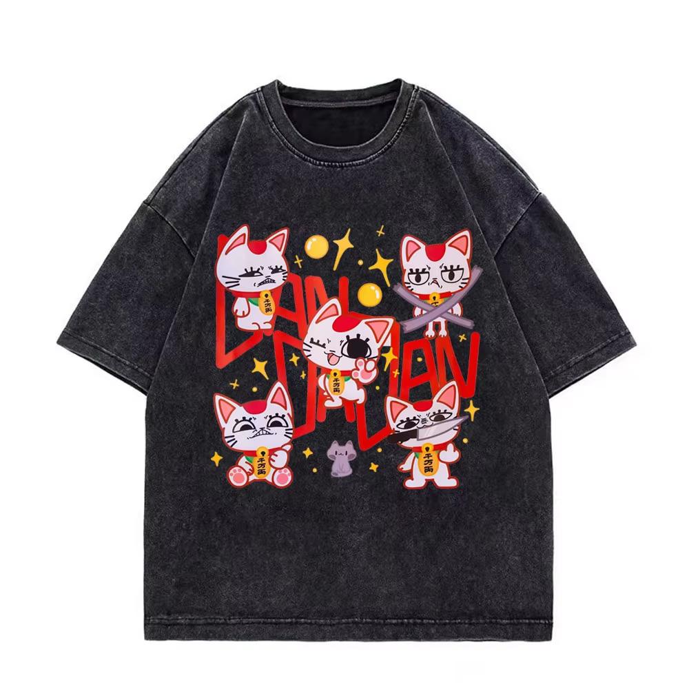 Dandadan Anime T-shirt Men Women Cotton Vintage Washed Graphic Print Short Sleeve Harajuku Otaku Streetwear Top Washed Hot Sale
