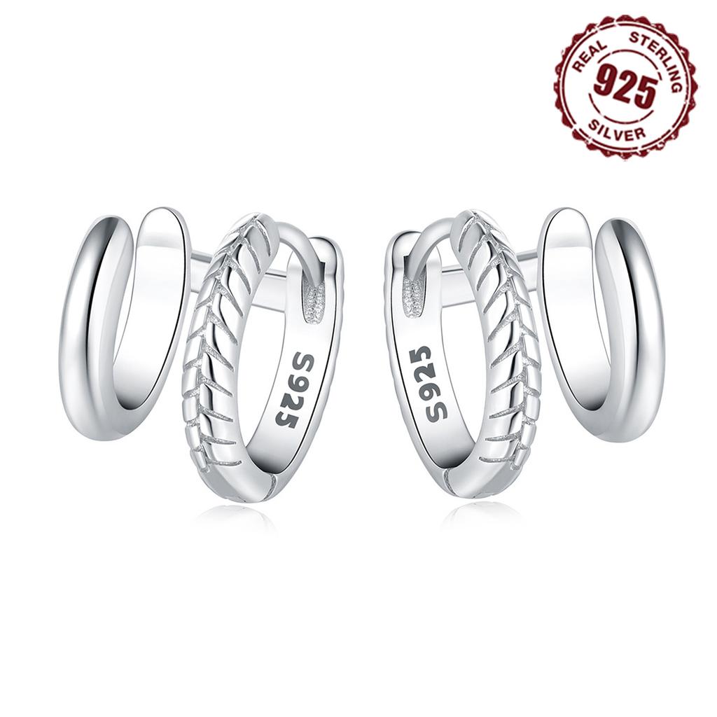 Real 925 Sterling Silver Serpentine Double Loop Earrings Jewelry Hoop Earrings for Women Jewelry Fine Birthday Party Gifts