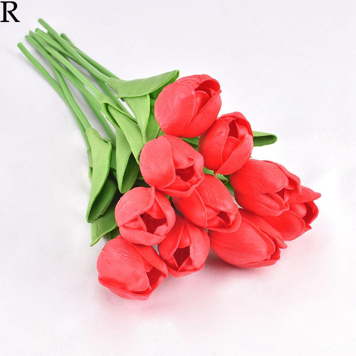 

Real Touch 5pcs Room Bridal Bouquet Home Wedding Fake Flowers Tulip Artificial Plant Tulipanes червоний