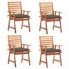VidaXL Set of 4 Outdoor Dining Chairs with Cushions, Patio Seats, Dining Chairs, Garden Patio Furniture, 3078343