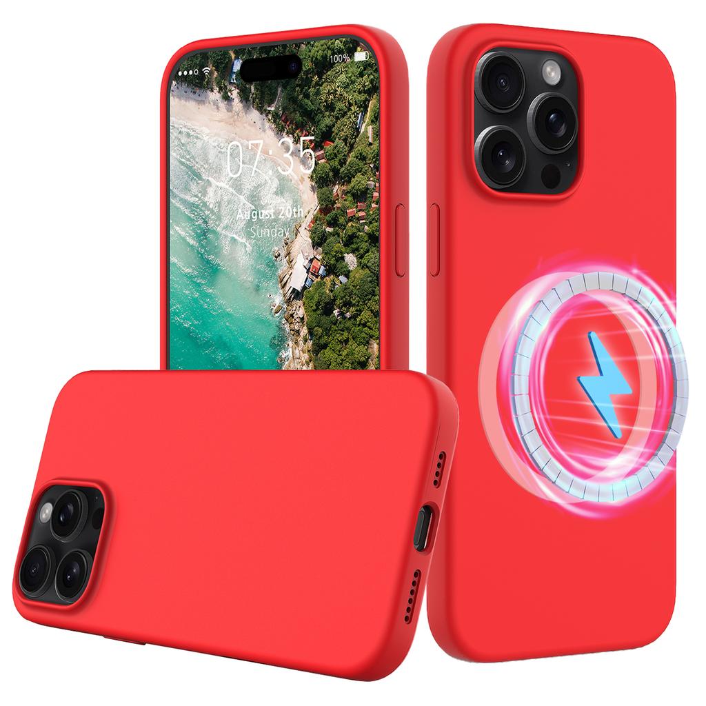 For iPhone 16 Pro Magnetic Case Shockproof Liquid Silicone Phone Cover