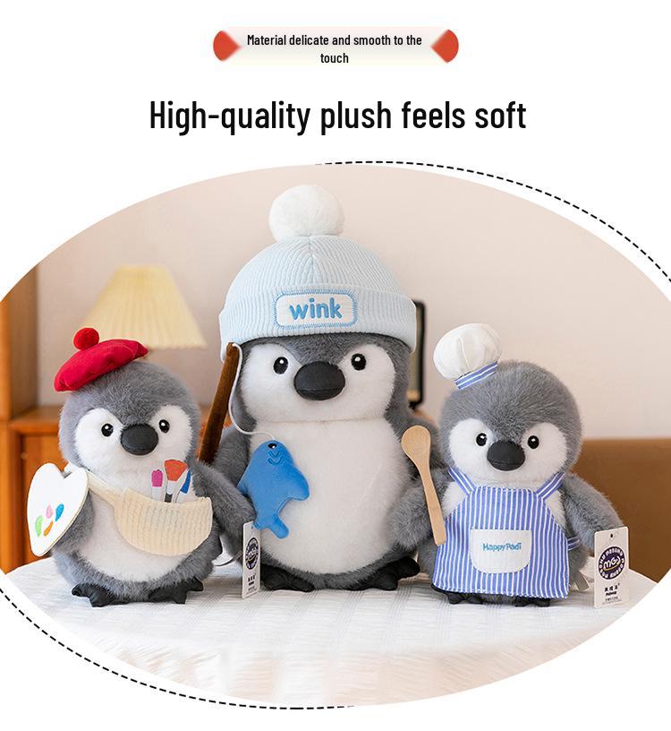 Adorable Penguin Chef Plush Holding Fish - Stuffed Toy & Gift