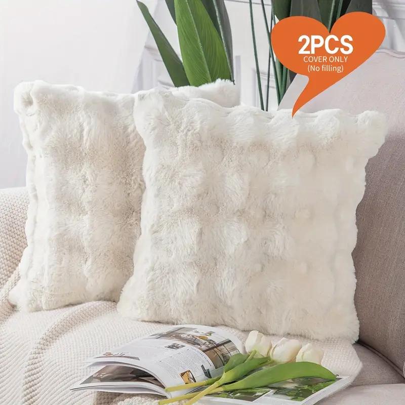 2pcs Faux Fur Plush Pillow Cases Luxury Solid Color Square Pillow Covers with Hidden ZipperWashable Home Decor Holiday Gifts 450450mm 2713₽