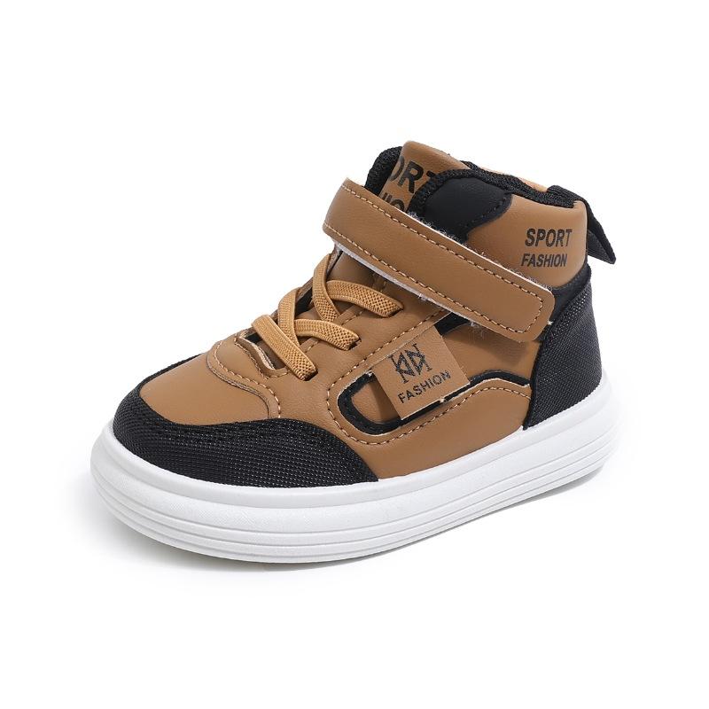 

Children s sports shoes 2025 autumn new solid-soled boys high-top casual shoes board shoes girl baby soft-soled single shoes 26 inner length 16.5 cm коричневий