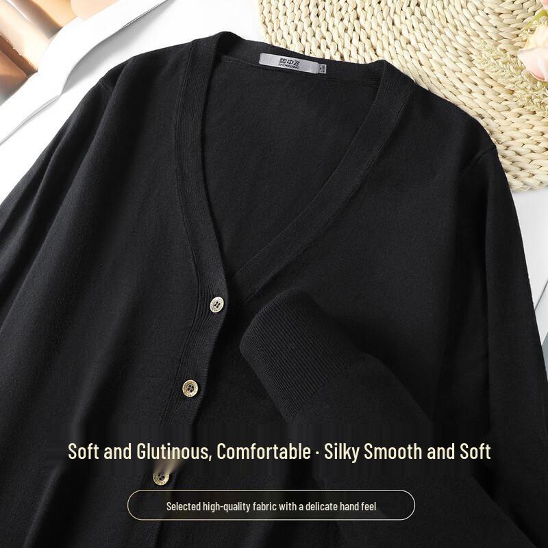SNOWFLYING Women s Loose V-Neck Knitted Cardigan L