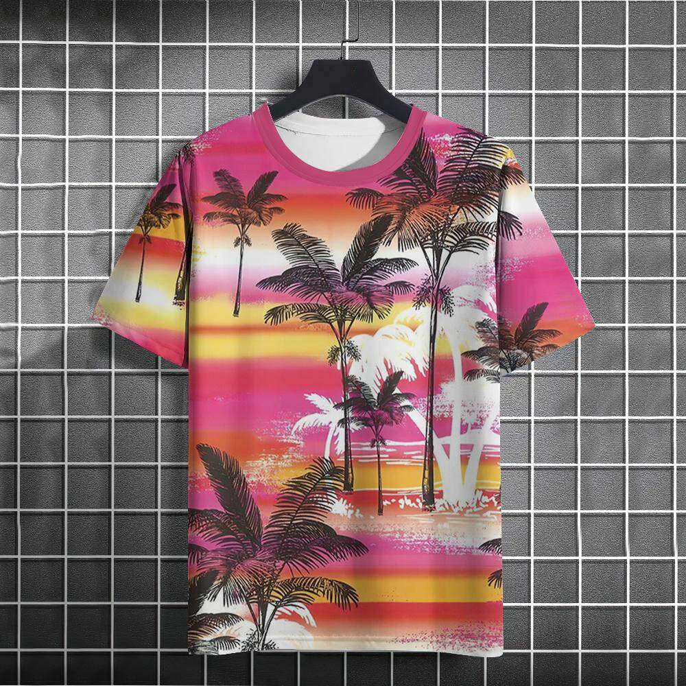 Hawaiian Beach Coconut Tree 3D Print T-Shirts Men Women Short Sleeve T Shirt Oversized Harajuku Tees Tops Clothing