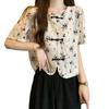 Chiffon Short Sleeve Summer Shirts Women Chinese Style Floral Embroidery Fashion Ladies Blouses Loose Woman Shirts Tops