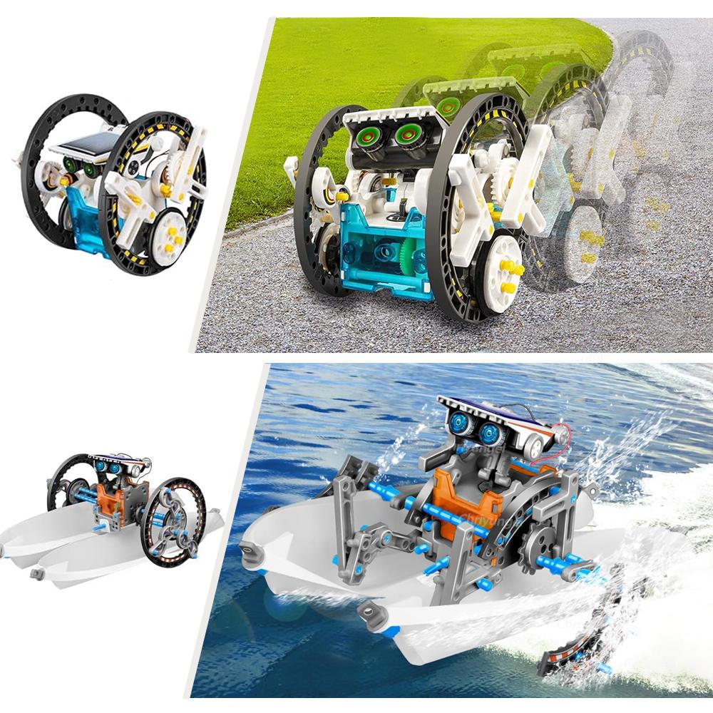 Kit Robot Solare 13-in-1 Assemblaggio Fai-da-te Kit Esperimenti Scientifici Giocattoli Educativi STEM per Bambini Età 8+ Set Robotico Alimentato a Energia Solare