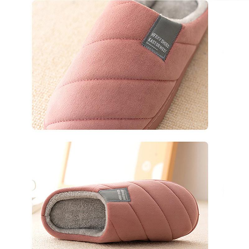 Mode Damen Winter Hausschuhe Gestreiftes Muster Flock Bequeme Hausschuhe Kurze Plüsch Fell Hausschuhe Damen Indoor Niedliche Baumwollschuhe