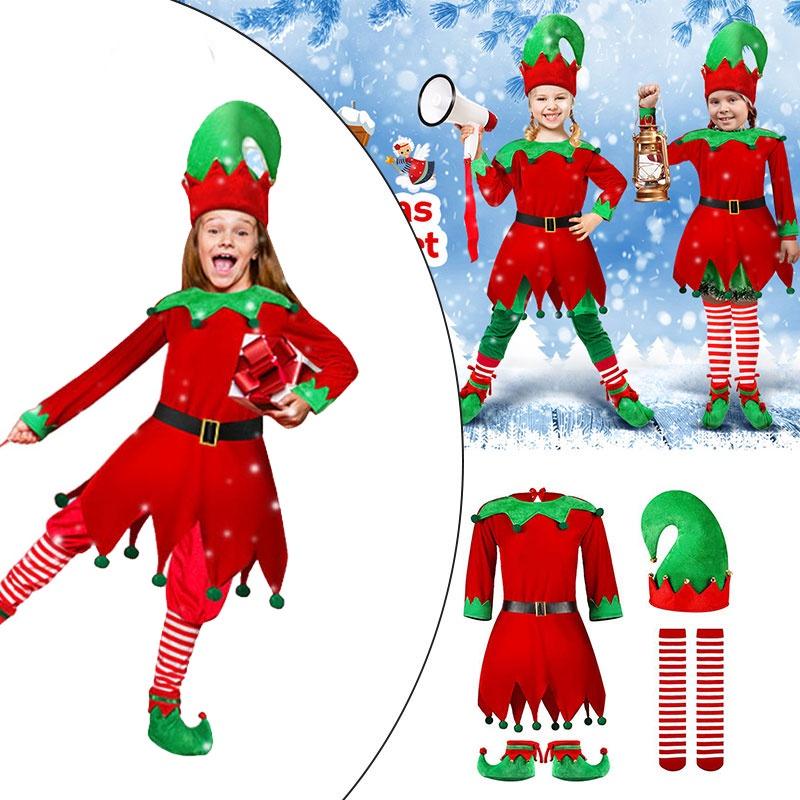 Children's Christmas Outfit Boys And Girls Santa Claus Suit Red Long Sleeve