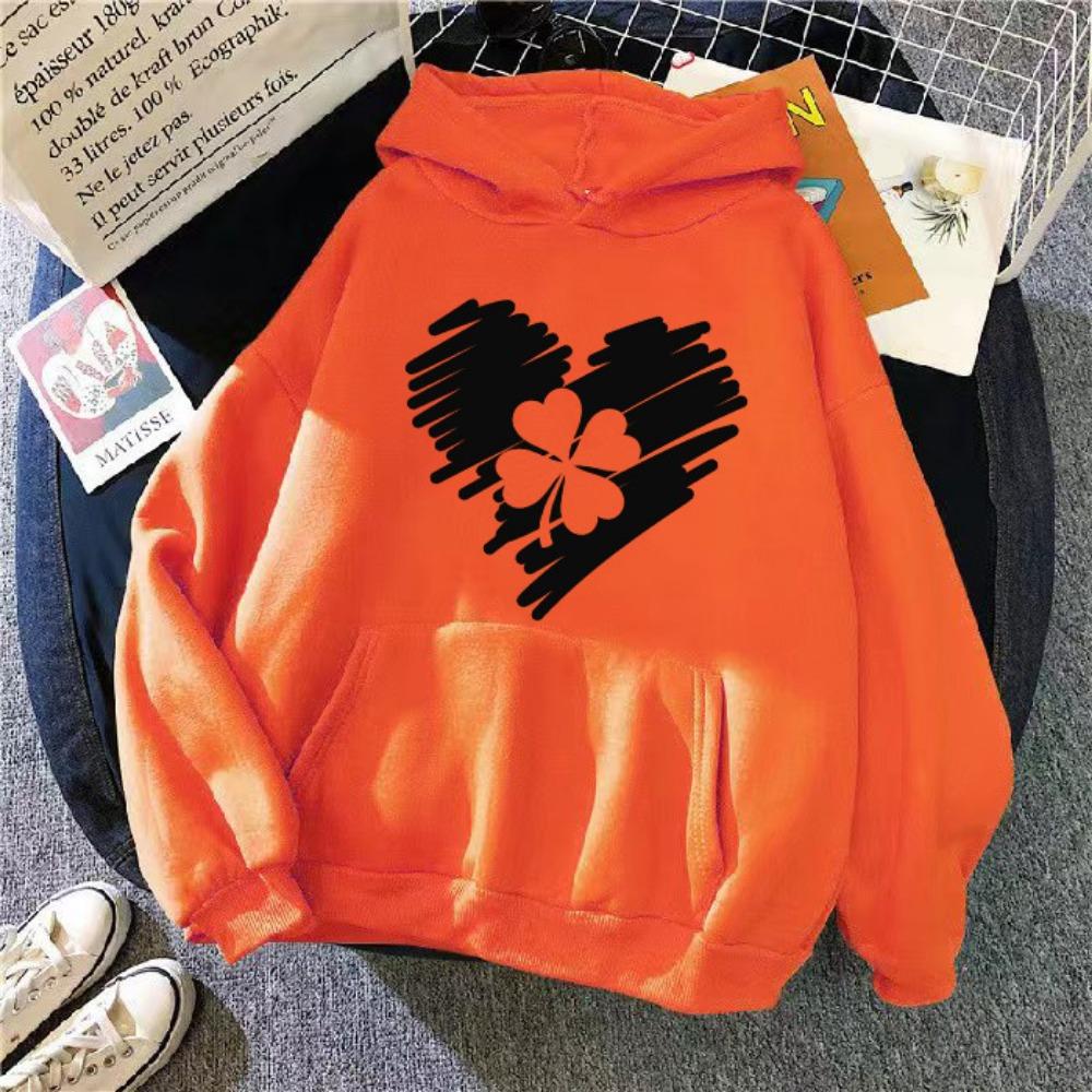 Letter Printed Hoodie Autumn and Winter Sweater Neutral Women's Casual Versatile Fleece Hooded Sweater Long Sleeve Clothing