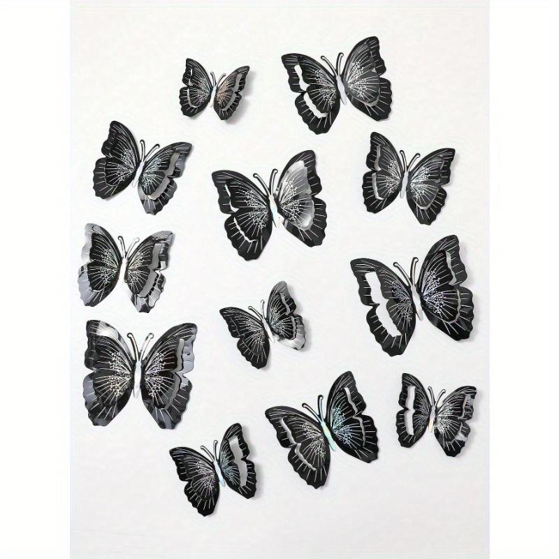 

12pcs 3D Glitter Foldable Butterfly Decorations For Restaurant Living Room Bedroom Stickers Personalised Stickers