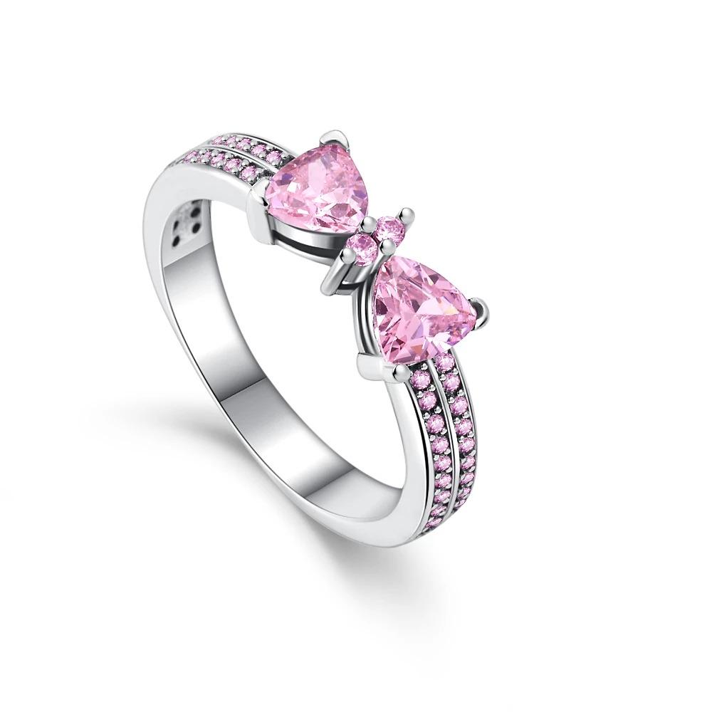 Boże Narodzenie Srebro 925 Korona Serce Kwiat Skrzydło Cyrkon Błyszczące Pierścionki Dla Kobiet Biżuteria Fine Jewelry ślub Rocznica Prezenty