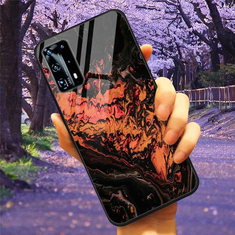 For Huawei P40 Lite / P40Pro Case P 40 Tempered Glass Starry Marble Hard Back Cover for Huawei P40 Pro / P40Lite E Cases Coque