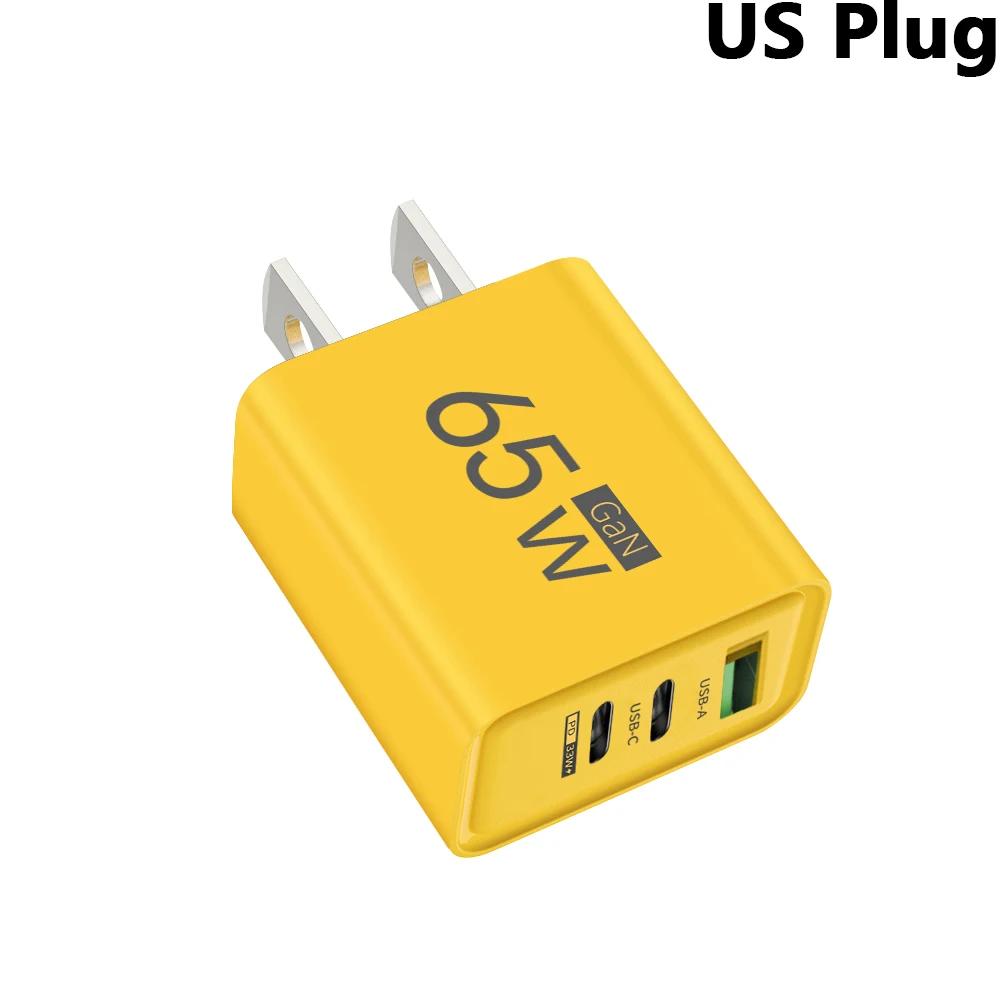 61W GaN Multi Port Fast Charging Charger USB C PD1.1 QC1.1 Phone Power Adapter for iPhone 11 16 17 Samsung Xiaomi Huawei EU KR
